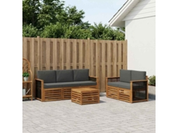Vidaxl Conjunto De Sofás Para Exterior 6 Unid. Natural E Antracite