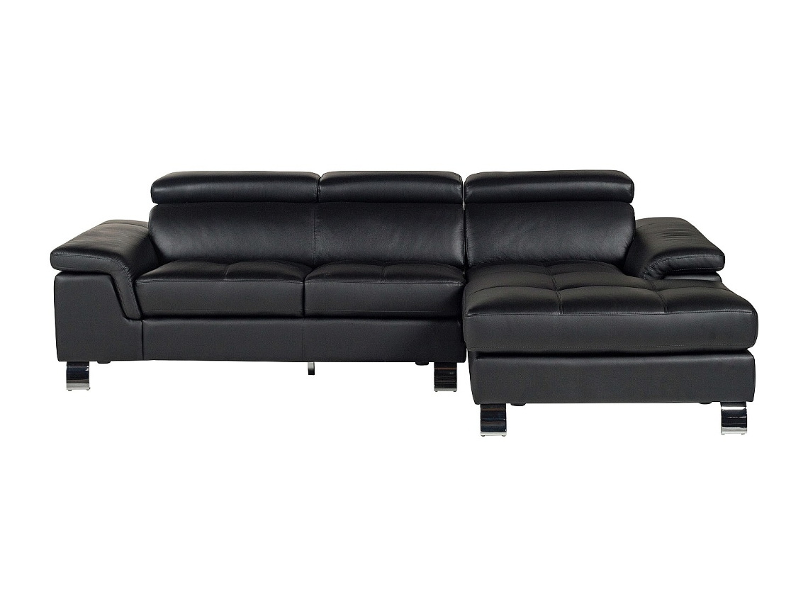 Sofá Fixo Mishima VENTE-UNIQUE.PT (Preto - Pele - 260x167x79 cm)