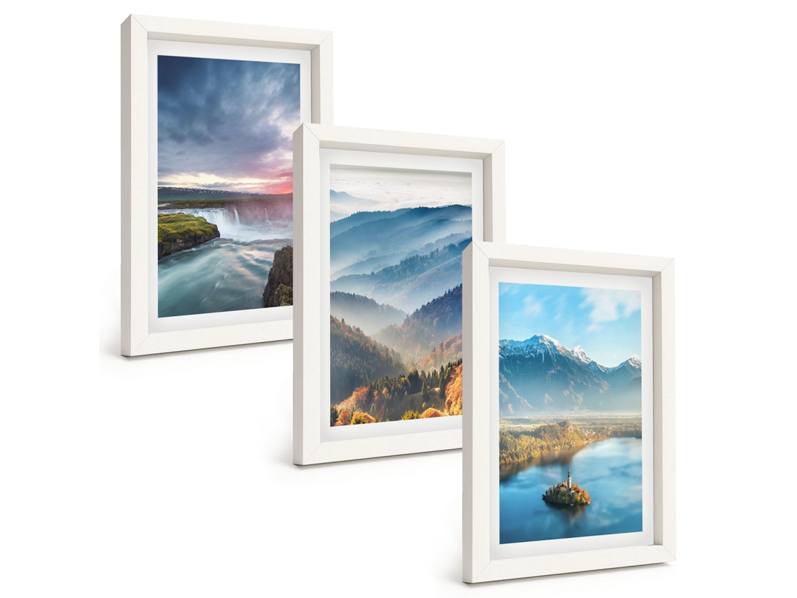 Composição De Quadros Paisagens De Montanha, Cachoeiras Espelharte (3 Peças 20x30 Cm)