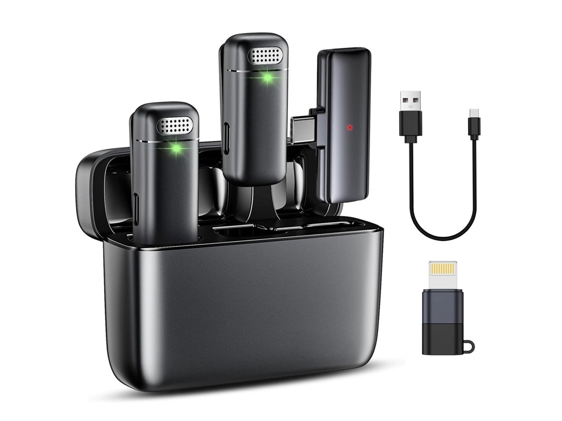 Microfone Sem Fio De Encaixe Para Smartphone Gravação De Vídeo E Direto