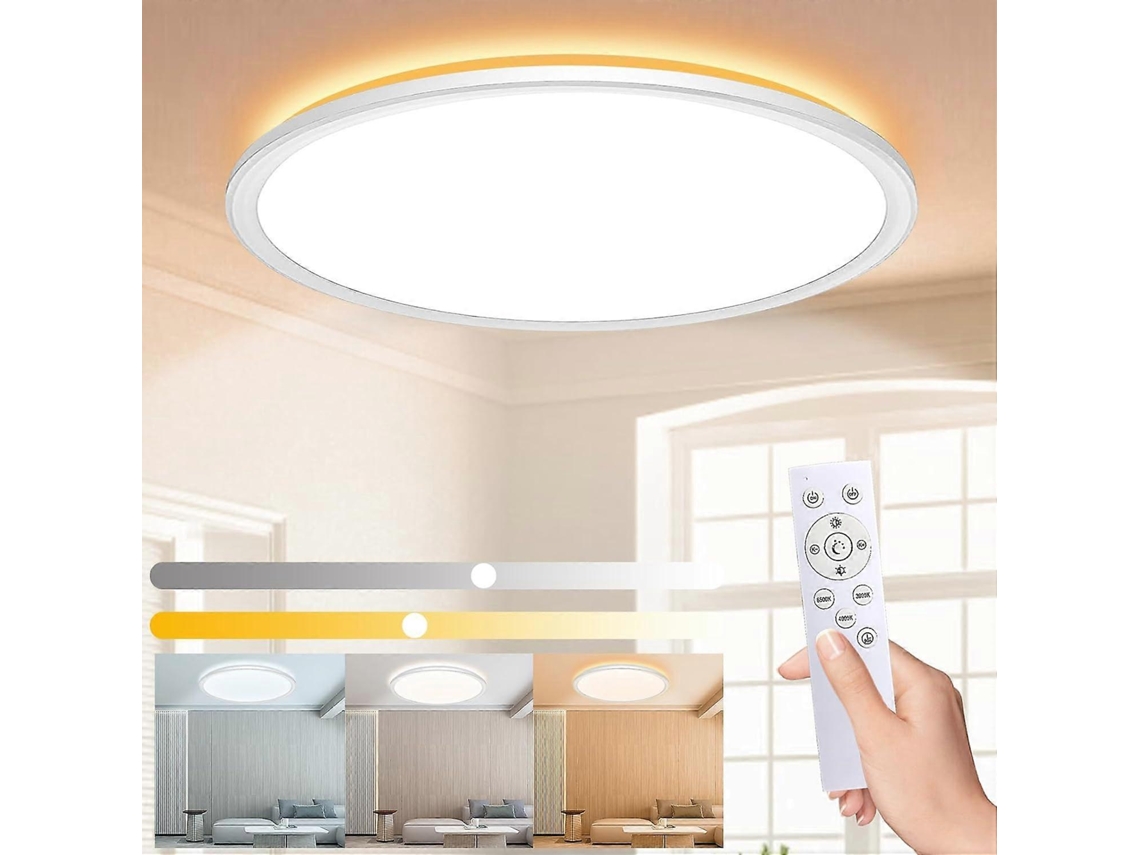 Rebe lâmpada de Teto Led Regulável 30w 3000lm com Controle Remoto, Acessório de Teto Redondo com 3 Temperaturas de Cor e Modo Noturno