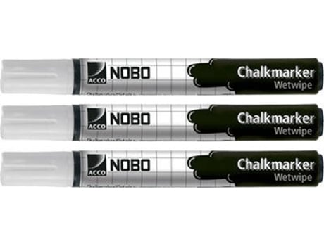 Conjunto de 3 Marcadores para Quadro de Vidro  Chalkmarker Wetwipe (Branco)