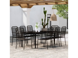 Jogo De Jantar 9 Peças Para Jardim Preto Dkd Home Decor