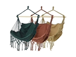 Hammock De Jardim Prgn 30 X 130 X 100 Cm Poliéster Madeira Franja Marrom Areia/verde/vermelho