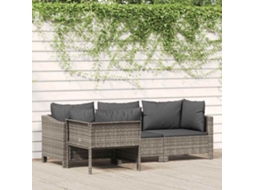 Vidaxl Conjunto De Lounge De Jardim Com 4 Peças E Almofadas Em Vime Sintético Cinza