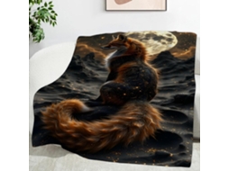 Manta com Estampa de Raposa e Lua 130x150 Cm Multifuncional Macia Aconchegante em Flanela Ideal para Cama Escr