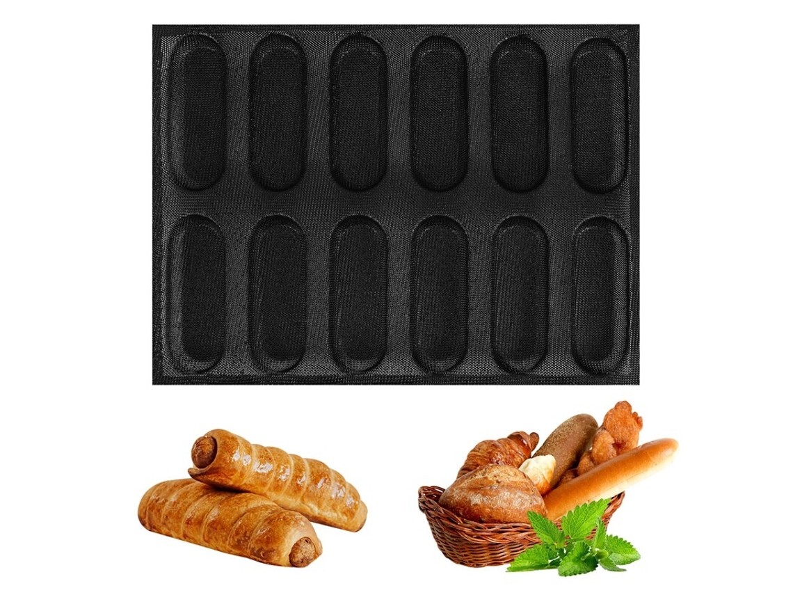 Forma de Silicone Antiaderente Perfurada para Pão Francês, Cachorrinho Quente, Zeuxo Assados