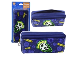Estojo para Lápis, 2 Compartimentos, com Zíper, Futebol AQUAFORGE