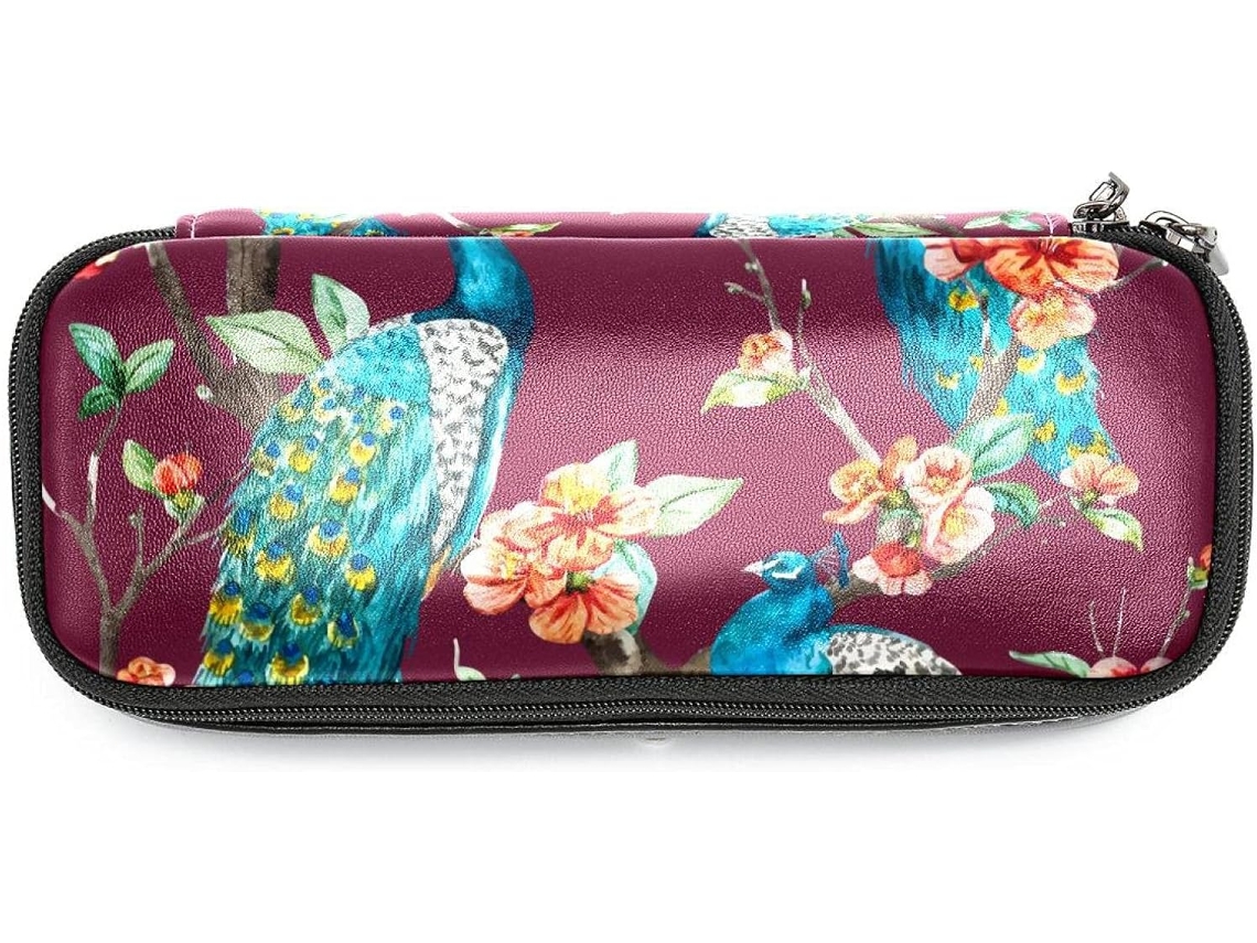 Conjunto grande com estampa de pavão em lápis e marcadores aquarela, ideal para escola, mesa, adultos e meninas.