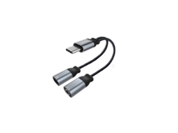 Adaptador Usb Type c Fêmea para Usb Type c Fêmea e 3,5 Mm Fêmea, Cinza AOZORZ