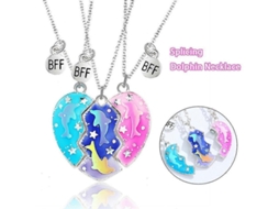 2026 3 Peças/conjunto Pingente de Golfinho Amigas Melhores Colar de Coração Dividido Puzzle para Mulher Menina