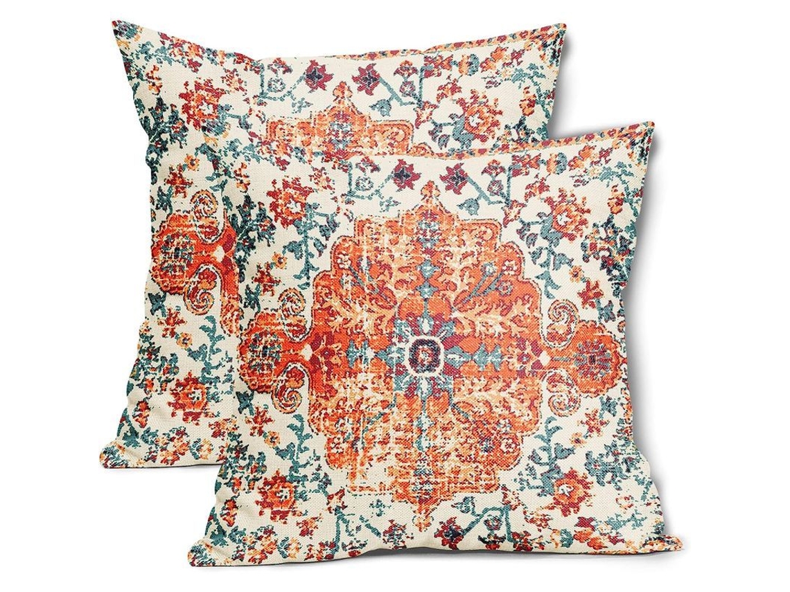 Nova Line conjunto de 2 Capas de Almofada Vintage Floral Coral Rustico Decoracao Casa Sala Quarto