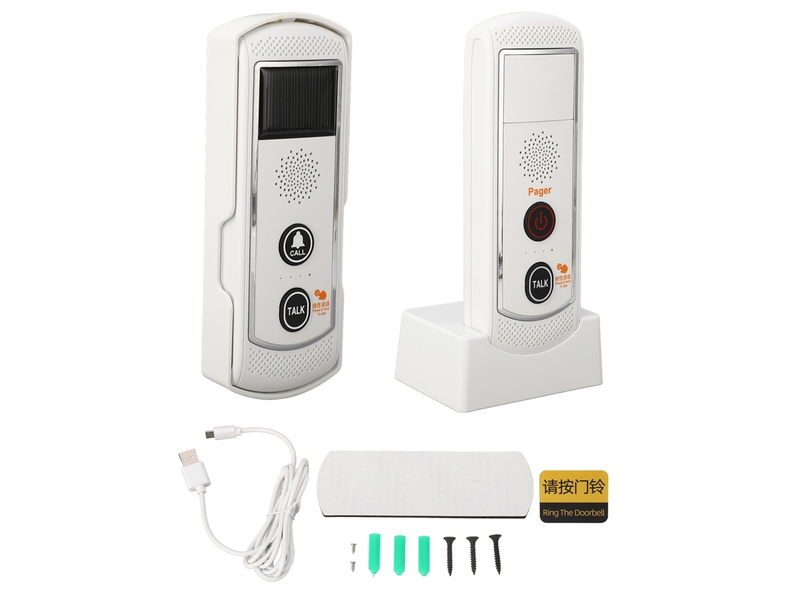 Timbre De Porta Sem Fio Solar Com Intercomunicação Bidirecional Impermeável