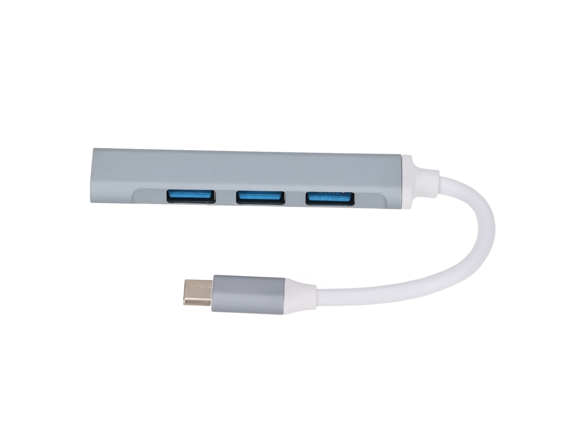 Hub Usb C 4 Em 1 De Alta Velocidade, Leve E Portátil, Para Teclado, Impressora, Celular E Tablet, Cinza. Aquaforge