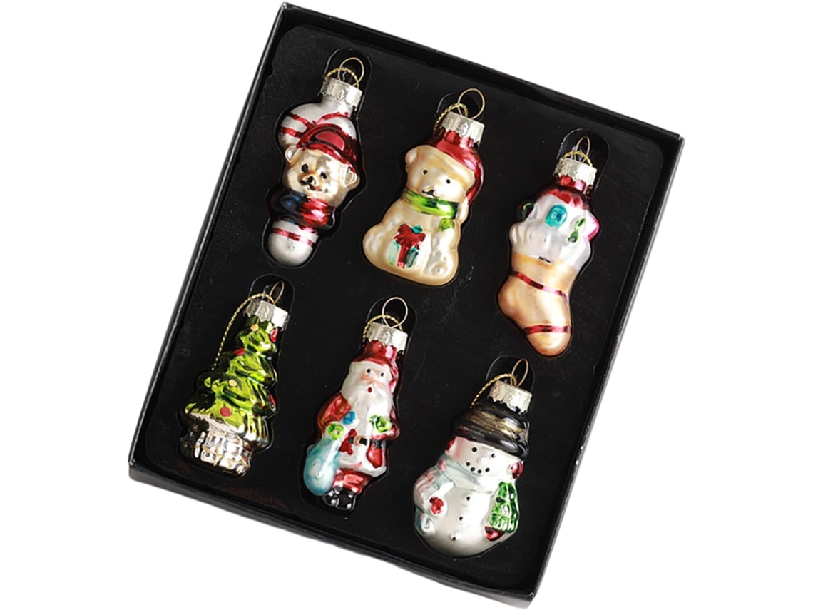 Caixa de Enfeites de Papai Noel em Vidro SFUSHOS