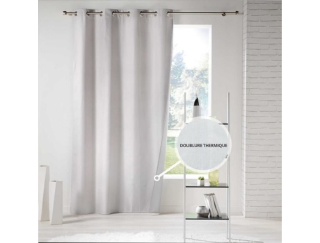 Cortina com Ilhós 140 X 260 Cm Poliéster Térmico Liso Icemount Natural DOUCEUR D'INTERIEUR