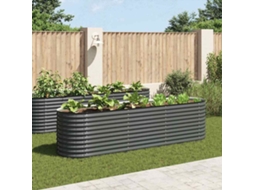 Vidaxl Canteiro Elevado De Jardim Aço Galvanizado 320x80x81cm Cinzento