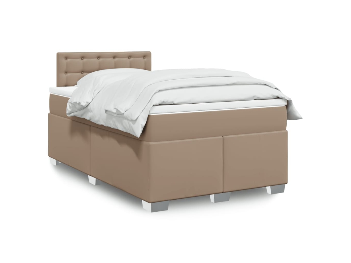 Vidaxl Cama Boxspring C/ Colchão 120x190cm Couro Artificial Cappuccino