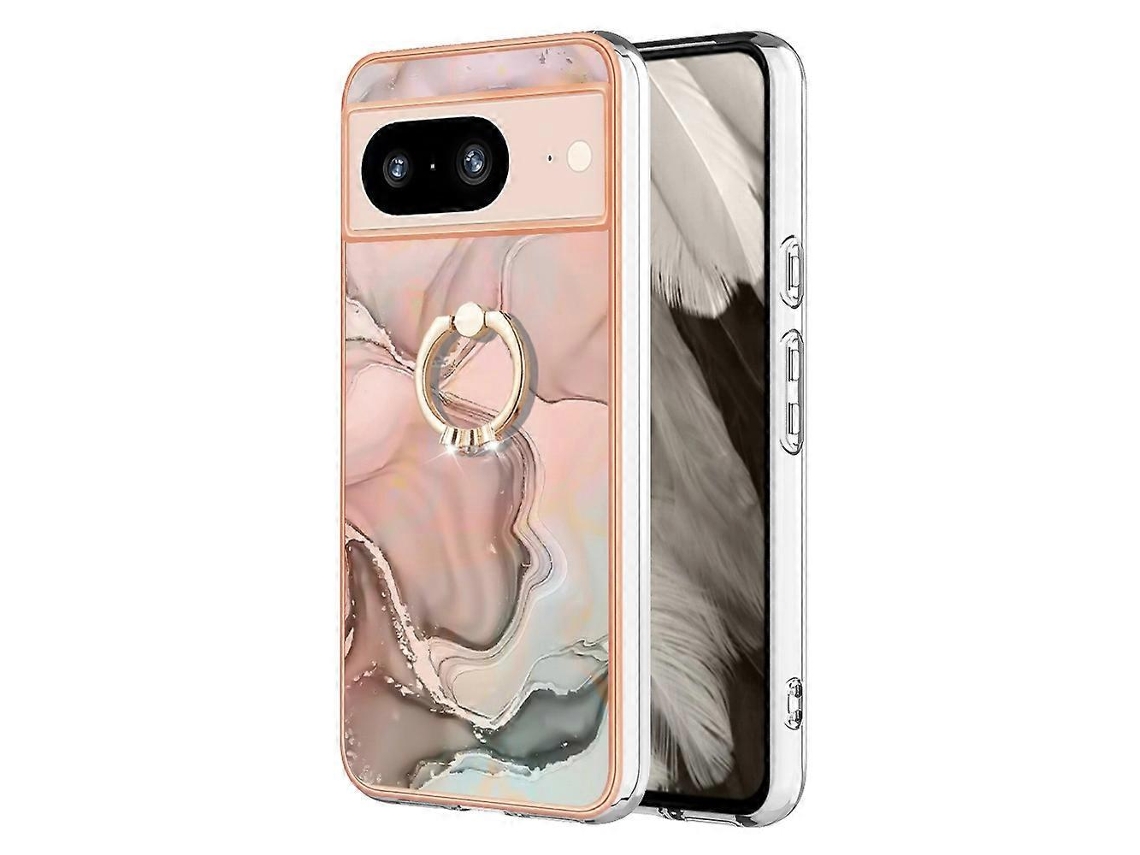 Capa De Celular Imd Dupla Face Com Anel E Acabamento Em Mármore Galvanizado