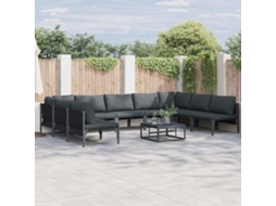 Vidaxl Conjunto De Sofá De Jardim 10 Unid. Preto Aço