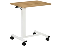 Mesa Com Altura Regulável, Rodízios, Formato Em C, Para Portátil, Compacta, Branca Natural, 70 110 Cm, Até 70 Kg Bagoly Shop