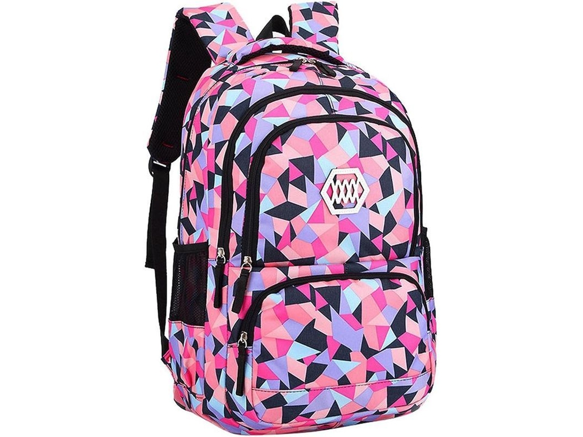 Mochila Escolar Geométrica S/MARCA, para crianças, primária e secundária, preto L