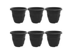 Conjunto 6 Jardineira De Flores Vidaxl Preto Plástico (ø 34 X 28 Cm)