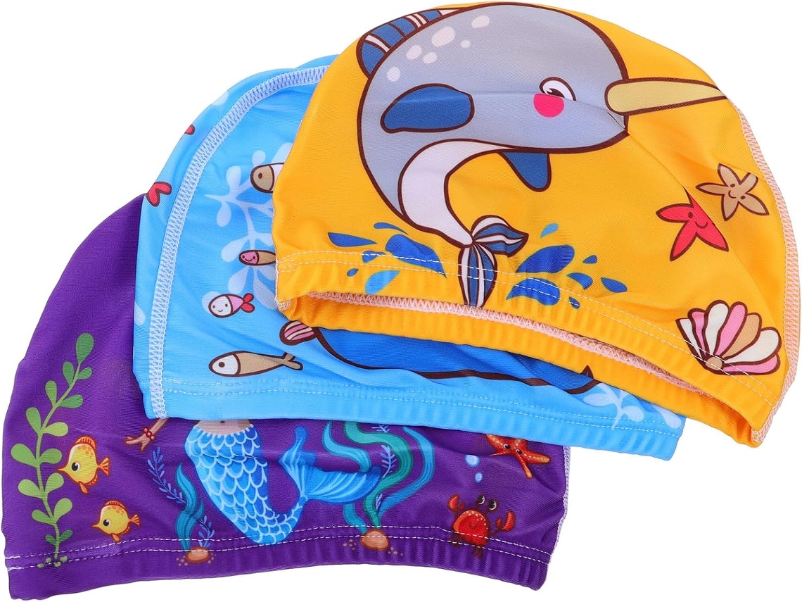 Conjunto De 3 Toucas De Natação Estampadas