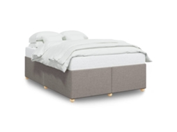 Estrutura De Cama Vidaxl Marrom-acinzentado Tecido (200 X 160 X 46 Cm)