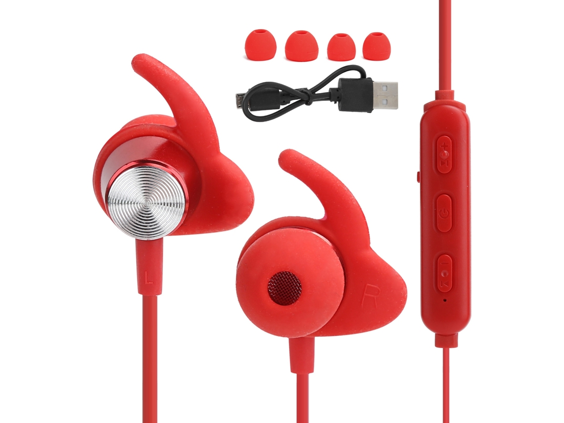 Auriculares Deportivos Bluetooth de Cuello, con Reducción de Ruido HiFi y Aislamiento Acústico IPX5, Rojo | S/MARCA
