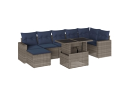 Conjunto de Sofá de Jardim, 8 Peças, Almofadas, Rattan Cinza MAISON EXCLUSIVE