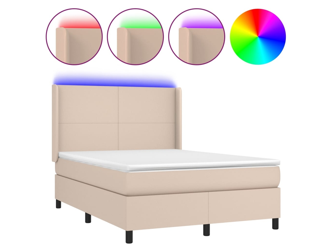 Box Spring Bed, Box Spring Beds Vidaxl Marrom Couro Artificial (140 X 190 Cm)