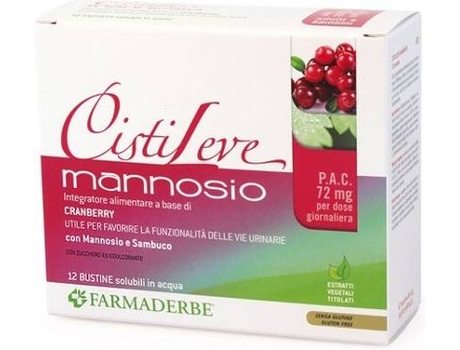 Suplemento Alimentar FARMADERBE Cistileve Mannose Com Mirtilos (12 carteiras)