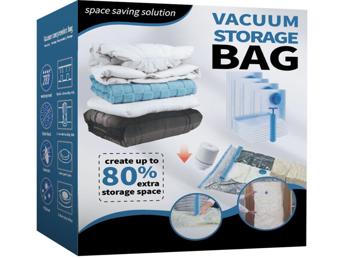Lurelia Saco A Vácuo Com Bomba 5 Un. 80 X 60 Cm Para Roupas, Roupa De Cama E Edredons, Tecido Resistente, Reutilizável E Hermético