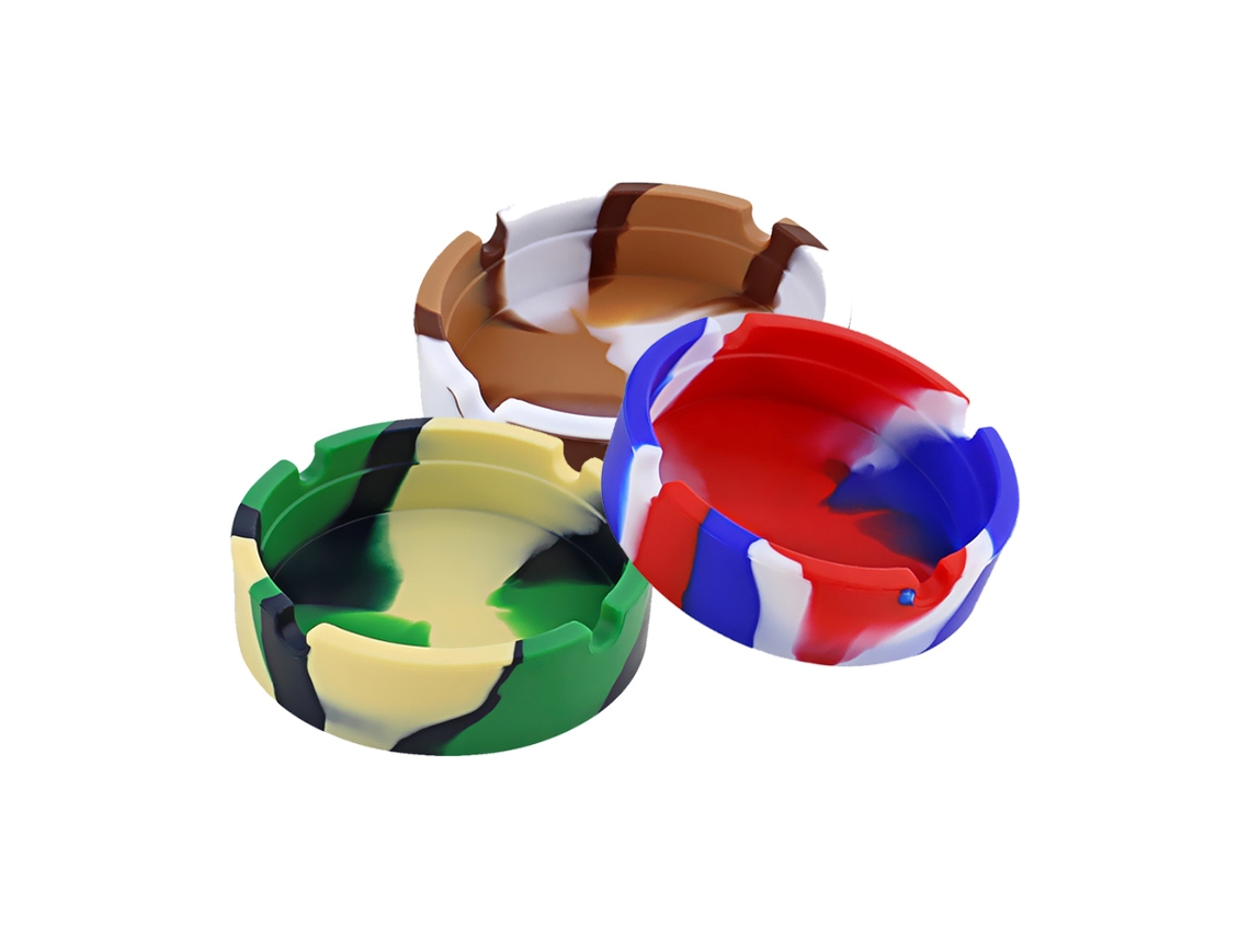 3Pcs Cinzeiro de Silicone-Camuflagem Marrom e Branca Camuflagem Amarela Verde e Preta Camuflagem Vermelha Azul e Branca