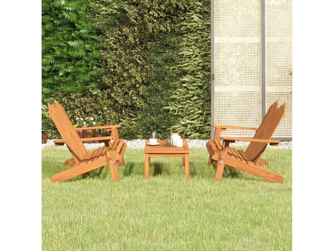 3 Pcs Conjunto Lounge De Jardim Adirondack Acácia Maciça Dkd Home Decor