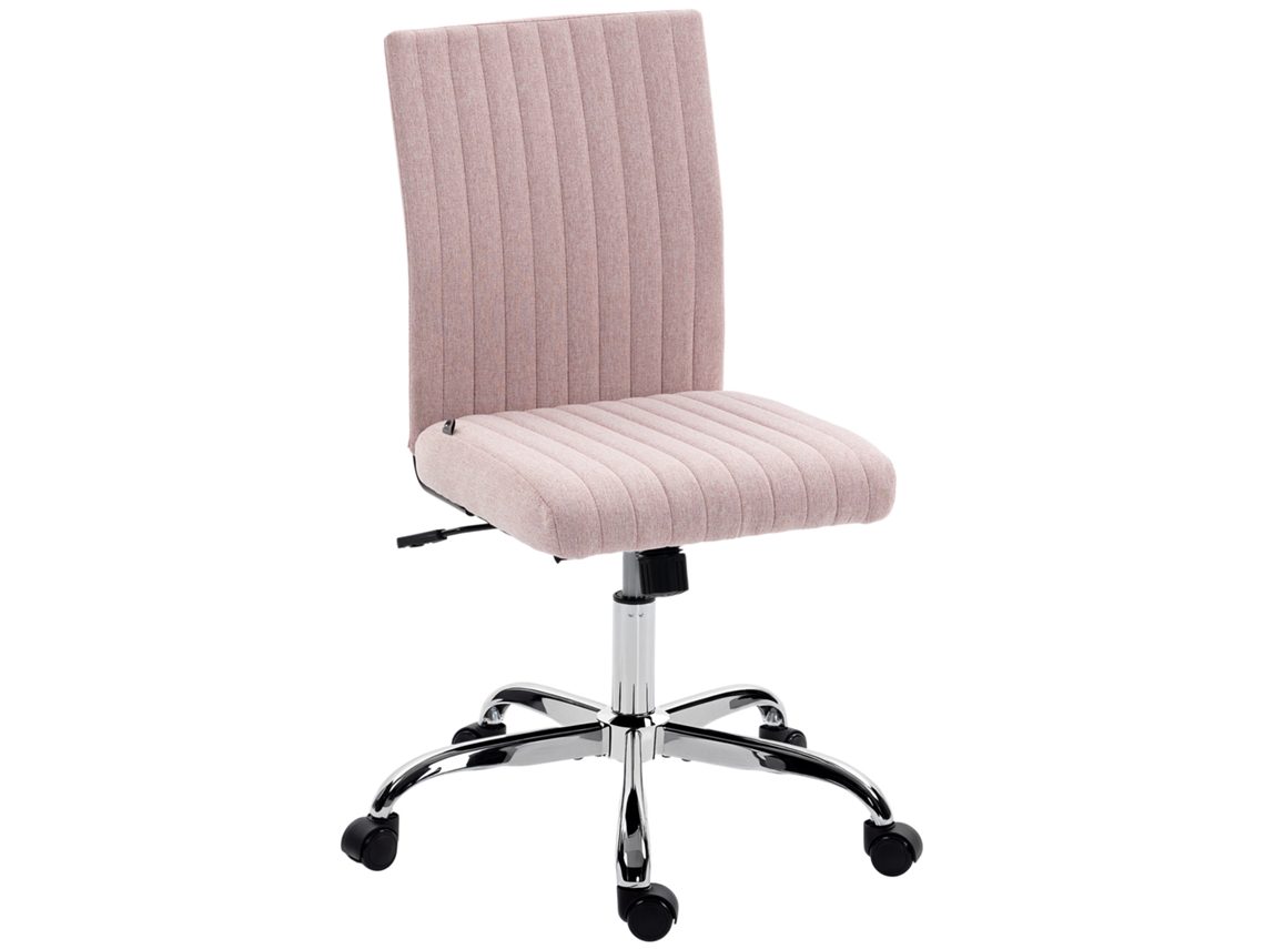 Cadeira De Escritório Sem Braços Giratória 360° Altura Regulável, Dimensões 43x56x89-99 Cm Rosa