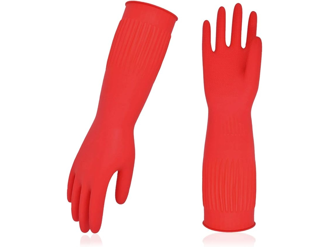 Conjunto De 3 Pares Luvas Vermelhas Para Lavar Louça, Luvas Domésticas Reutilizáveis, Para Cozinha