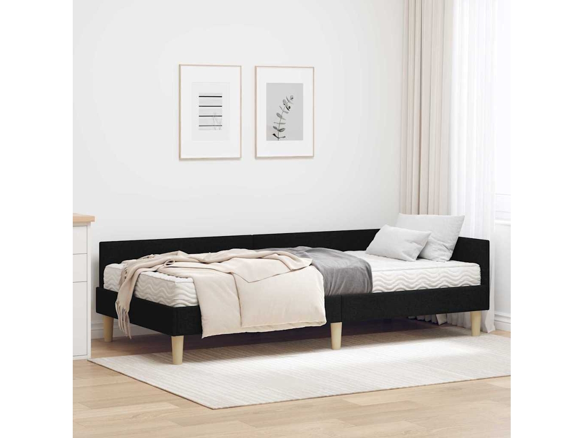 Vidaxl Estrutura De Cama De Canto Com Colchão 2 Pcs Verde Tecido