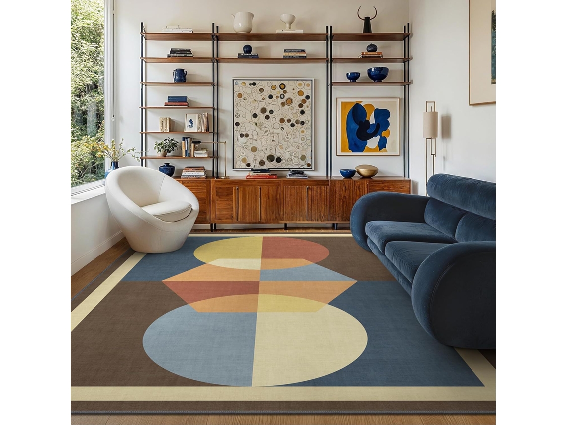Tapete Geométrico De 120 X 160 Cm, Tapete Vintage Lavável À Máquina, Tapete De Mesa Fino Antiderrapante, Adequado Para Sala De Estar, Quarto