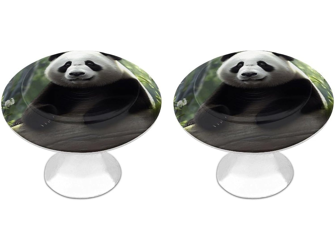 Conjunto De 2 Puxadores Aço Inoxidável Para Armários Cozinha, Com Design Personalizado De Panda, Ideais Para Gavetas