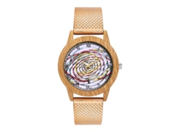 Relógio de quartzo unissex para casais com pulseira de silicone e mostrador redondo (dourado rosa)