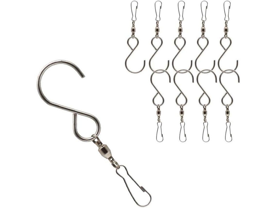 Ganchos Giratórios com Clips LINJOU 10 Peças Aço Inoxidável para Pássaros Comedouros Flores Prata