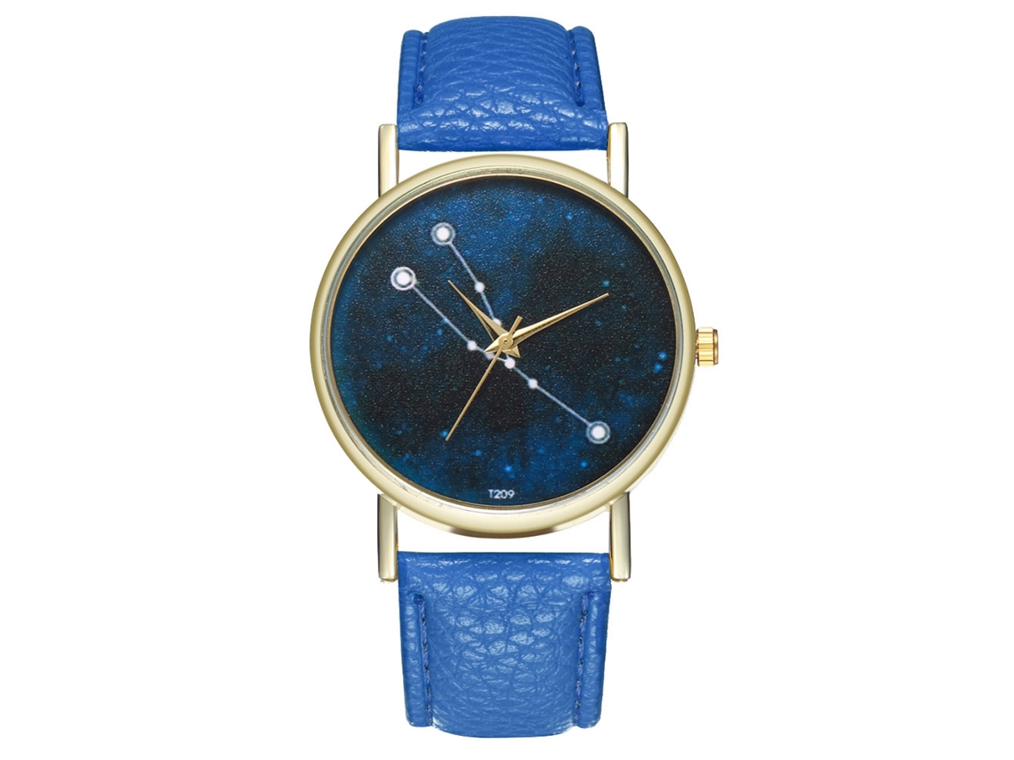 Relógio de Pulso Casal Taurus com Pulseira de Couro Estilo Moderno Azul Quartz