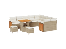 Conjunto 12 De Sofá De Jardim De Vidaxl Com Almofadas Bege Vime