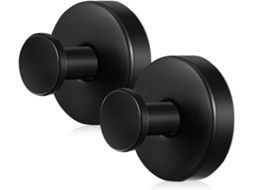 Conjunto De 2 Ganchos Ventosa Em Aço Inoxidável Preto Para Pendurar