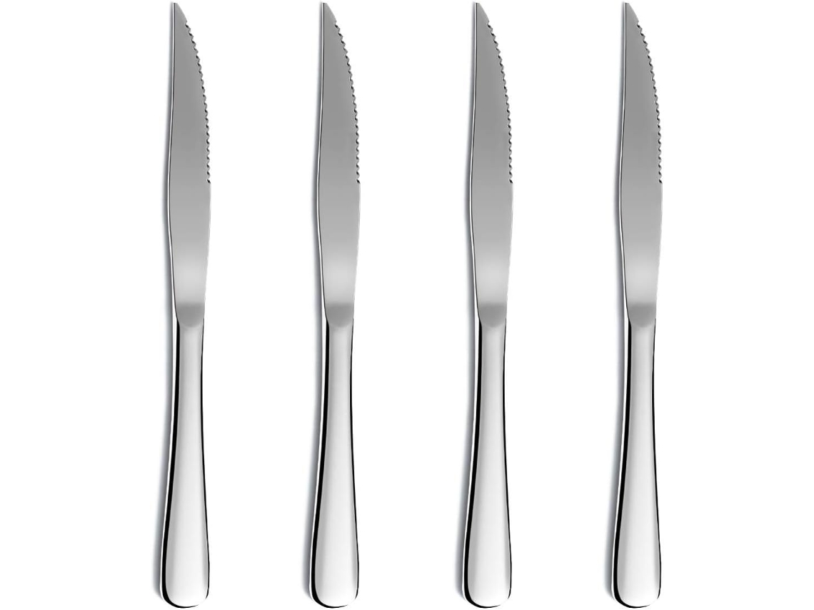 Conjunto 4 Facas De Bife Inoxidáveis Borda Serrilhada, Afiadas, Resistentes, Lavavajillas Segura E Fácil De Limpar. Igvtrade