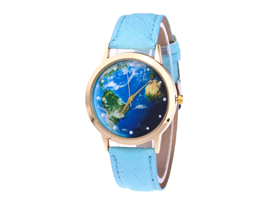 Reloj De Pulsera De Aleación Dial Redondo Cuarzo Reloj Pareja Azul Claro