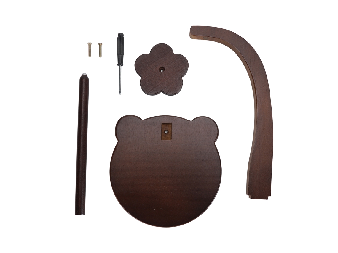 Suporte de Fio em Madeira Base Urso Giratória Crochê Cor Retro