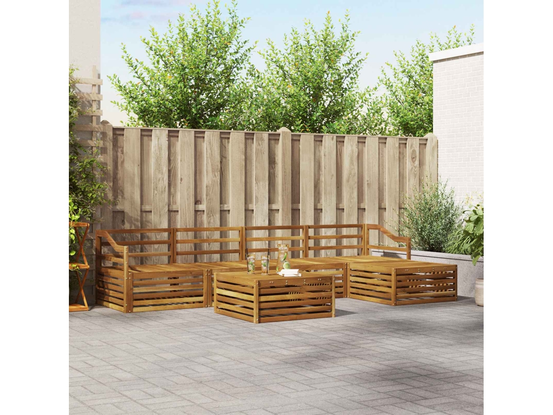 Vidaxl Conjunto De Sofás Para Exterior 6 Pcs Natural